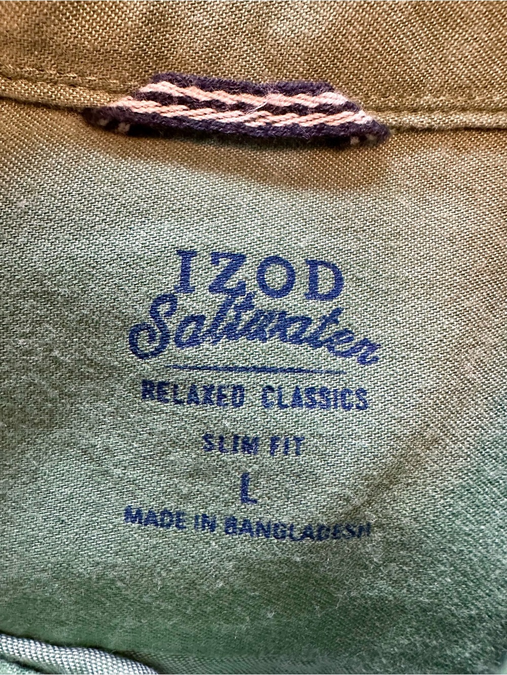 NWT! Izod Saltwater Slim Fit Shirt in Green - Picture 6 of 8